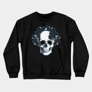 Sage Tribe floral Skull With blue navy roses Crewneck Sweatshirt